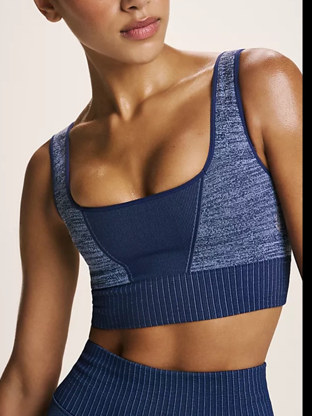 Free People Movement Good Karma Square Neck Space Dye Bra, Size XS